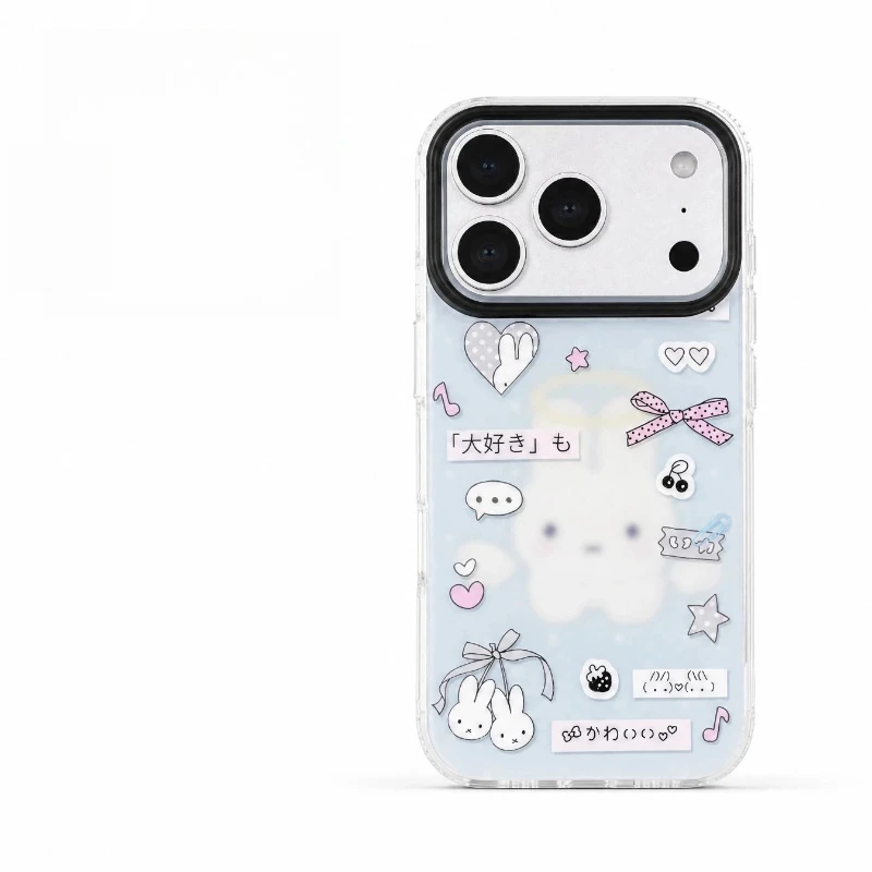 Miffy Kawaii Anime Japanese Style Grayish Blue Bow Phone Case for IPhone 17/16 Series Versatile Fashion Exquisite Personality