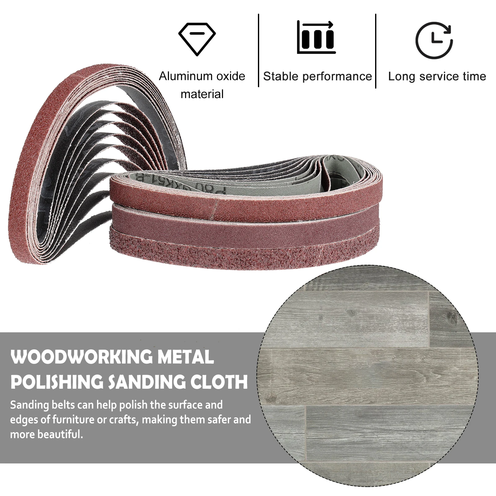

1 set Sanding Belts 40# 60# 80# 120# Grit Abrasive Bands for Wood Aluminum Oxide Bench Tools Polishing Sandpaper Work