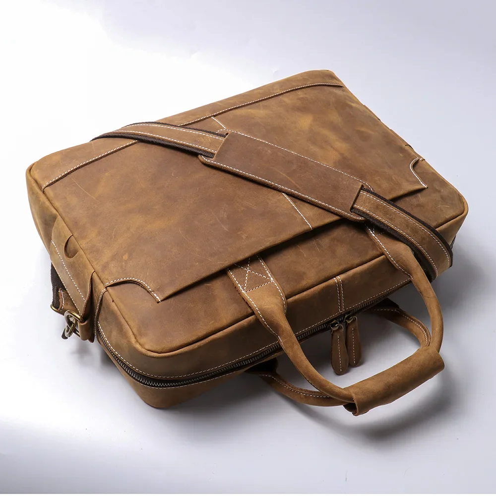 Vintage Leder Aktentasche für Männer, Schulter tasche für Business und täglichen Gebrauch