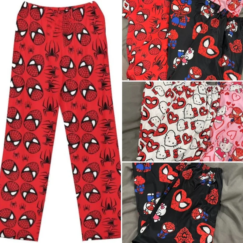 Hot Miniso Spiderman Hello Kitty Cartoon Women\'s Pajama Long Pants Spring/Summer Korean Edition Home Leisure Couple Sleep Pants