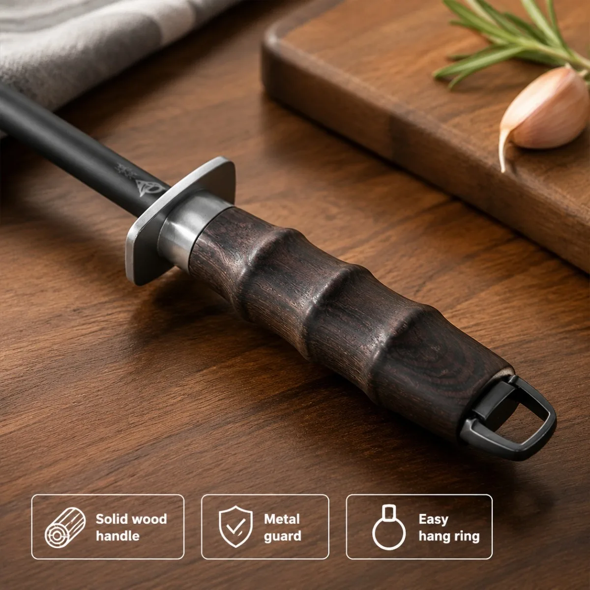 Knife Sharpening Stick Rod Black Steel Sharpening Stick Honing Steel For Kitchen Knife Household