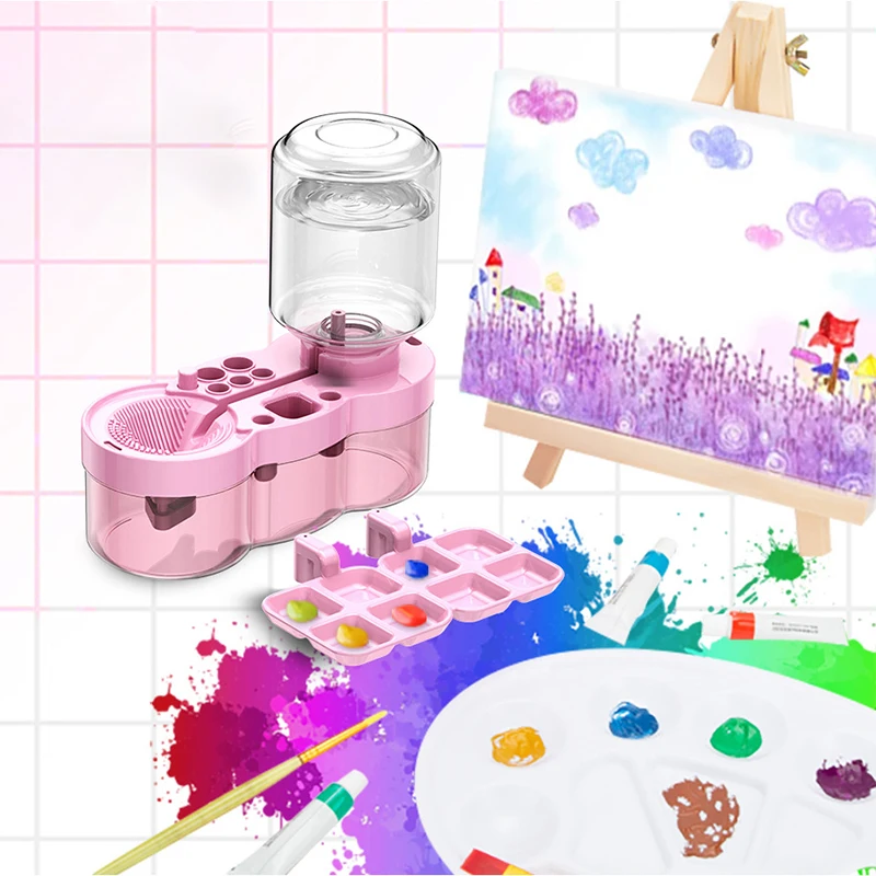 Rondella per pennelli per nail art con pulsante di scarico Dispositivo pulito per pennelli Circolazione automatica dell'acqua per pennello per nail art