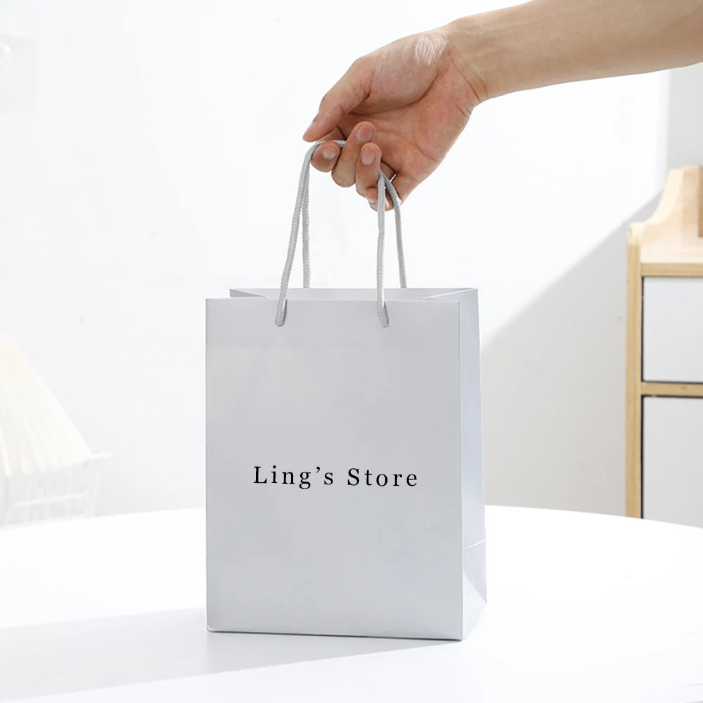 

20Pcs Personalized Logo Rose Jewelry Paper Handle Bag Exquisite Shopping Clothes Gift Packaging Handbag Newborn Shower Organizer