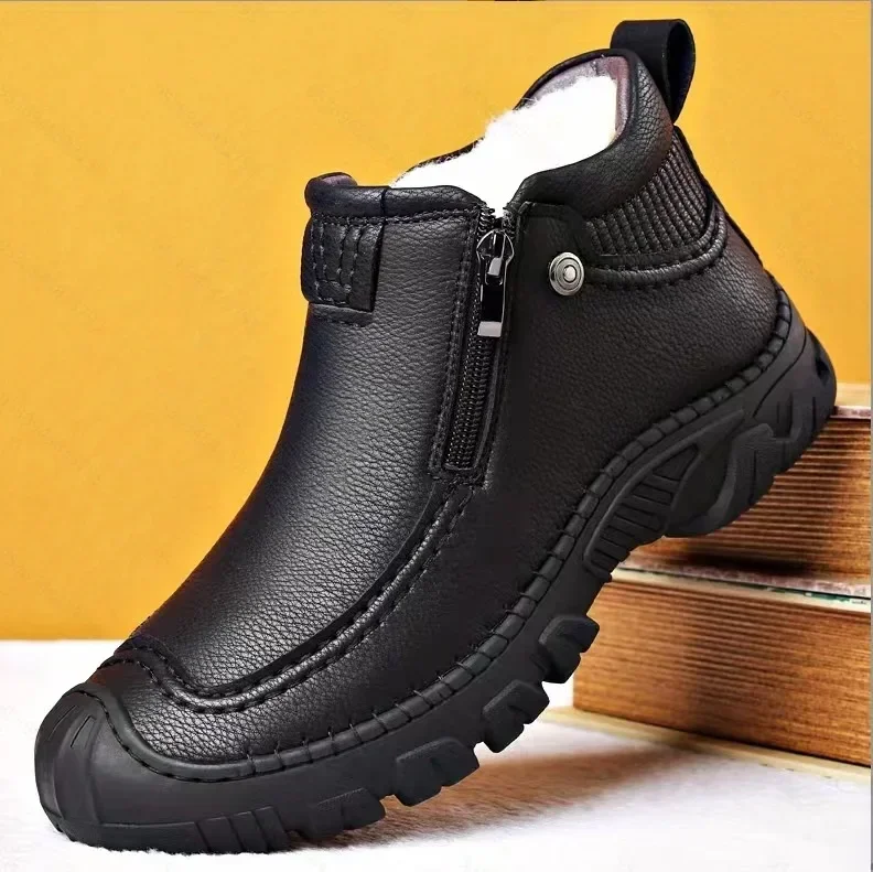 Winter Sheepskin Ankle Boots Wool Men Snow Boots Warmest Men's Casual Boots High Quality Waterproof botas hombre Brand Designer