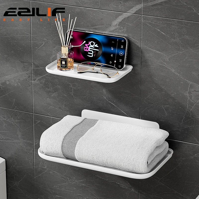 Étagère murale pliante pour gagner de l'espace, support de téléphone sans poinçon, stockage pliable T1, routeur WiFi, salle de bain