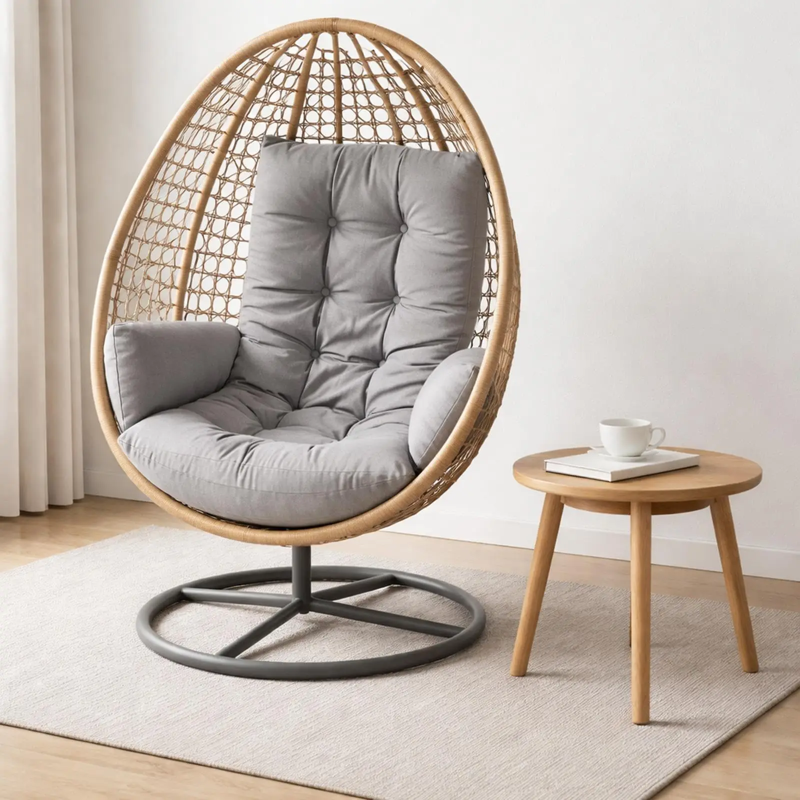Egg Chair Cushion Indoor/Outdoor Hanging Basket Seat Cushions Replacement, Hammock Swing Pad Cushion with Armrest 60X120CM