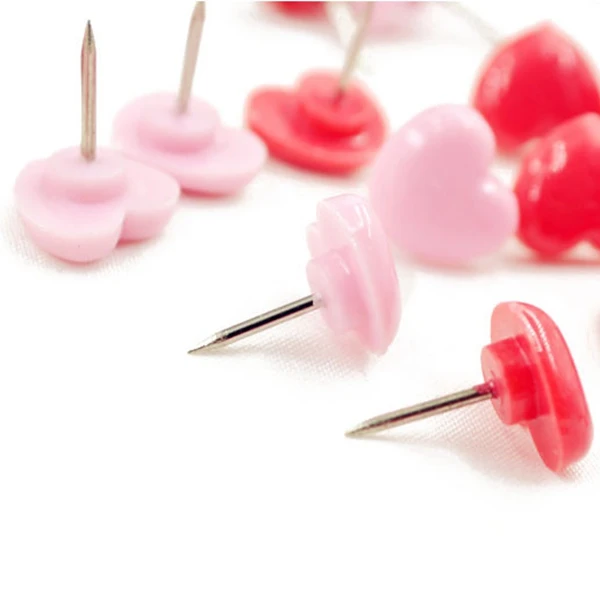 하트 모양 플라스틱 품질 코르크 보드 안전 컬러 푸시 핀, 엄지 압정, 사무실 학교 액세서리 용품, 50 개