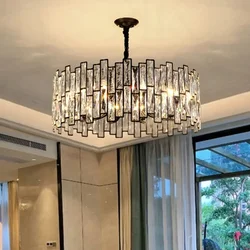Modern Crystal LED Pendant Light for Dining Room Black Hanging Lamp Kid Bedroom Lustres Ceiling Chandelier Suspension Luminaire