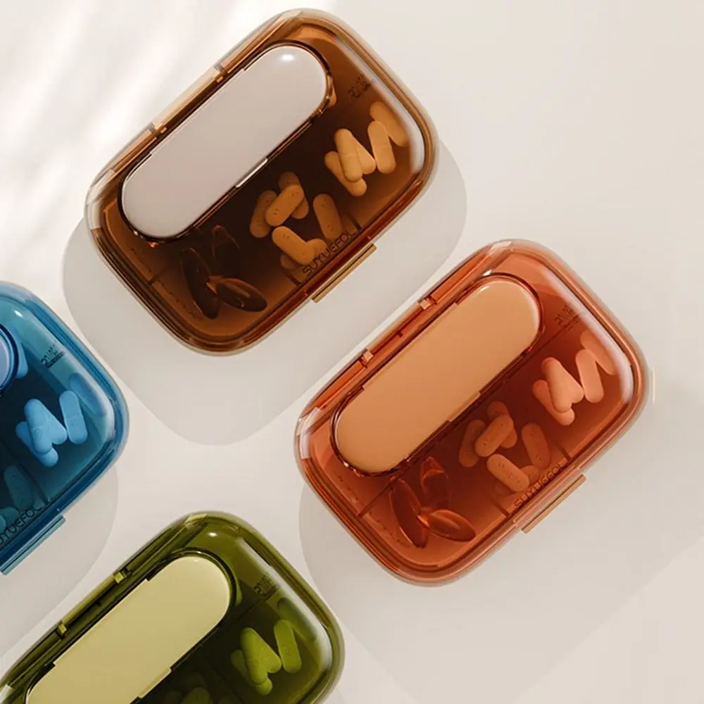 Tragbare Kunststoff-Pillendose mit 4/6 Gittern, großes Fassungsvermögen, kleine Medizinbox, versiegelt, staubdicht, Pillenspender für Reisen