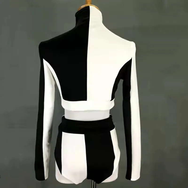 الكبار الإناث عالية الرقبة القمم السراويل سبليت مجموعة الجاز الرقص الجمباز فريق الهتاف فرقة 2 قطعة وتتسابق المرقعة بار تظهر زي