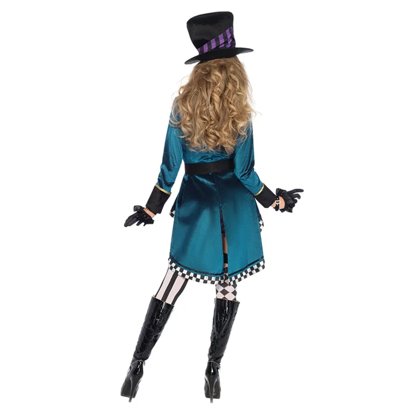 Fantasias Sexy Magician Cosplay Carnival Carnival Magic Dress Clown Mad Hatter Costume for Adults Women