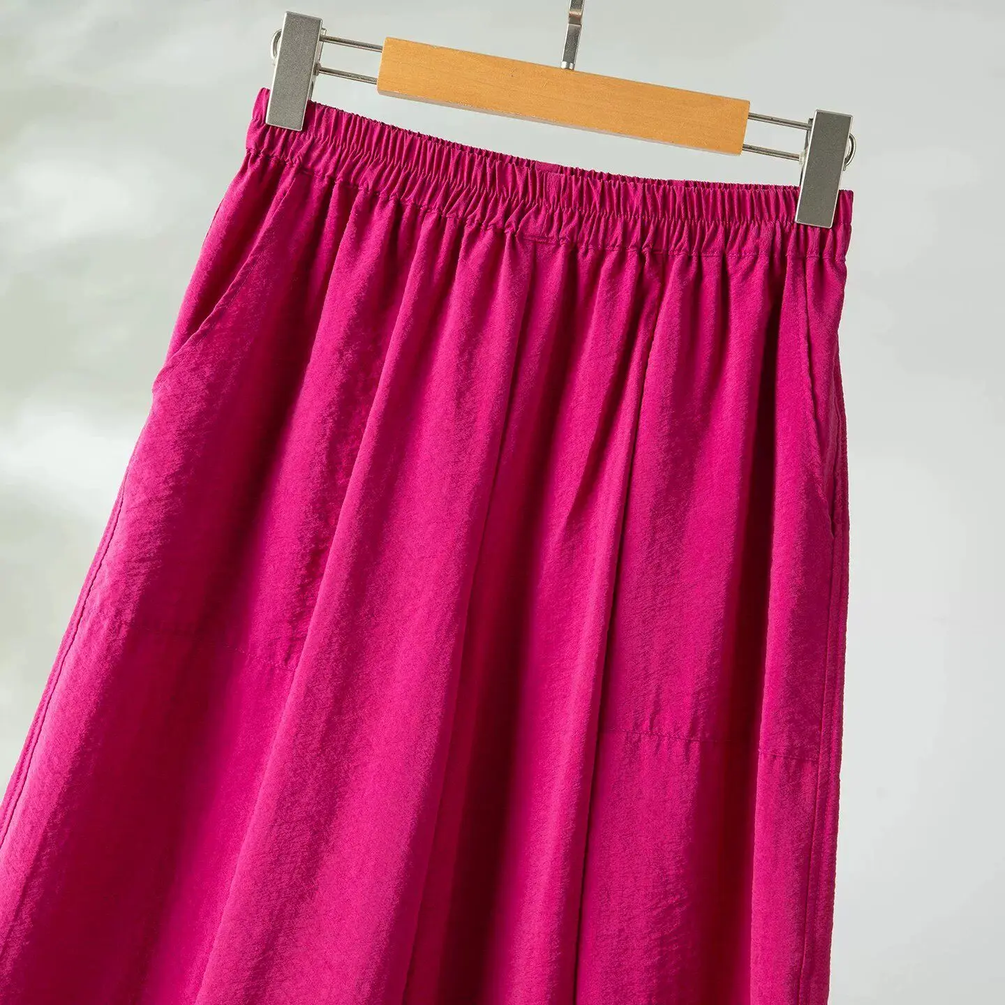 Winsleter-76%Dry Silk 24%Nylon Elegant Trousers, Elastic Waist Solid, Women Casual Lazy Wide-leg Pants, 2026 Autumn New B6O442CC