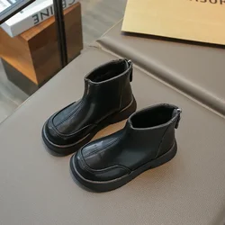 Kids Boots for Girl Spring Autumn New Children Ankle Boots Fashion Causal Toddlers Versatile Thick Bottom Boots Matte PU Leather