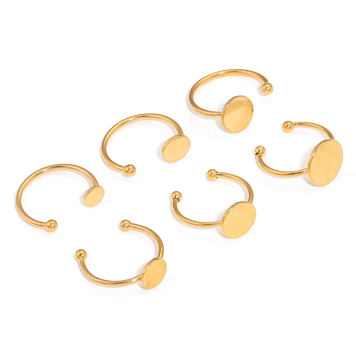 10pcs Stainless Steel Gold Plated Ring Bezel Base Tray  Cabochons Pad Disc Fingerring Blank Settings Diy Jewelry Making Crafts