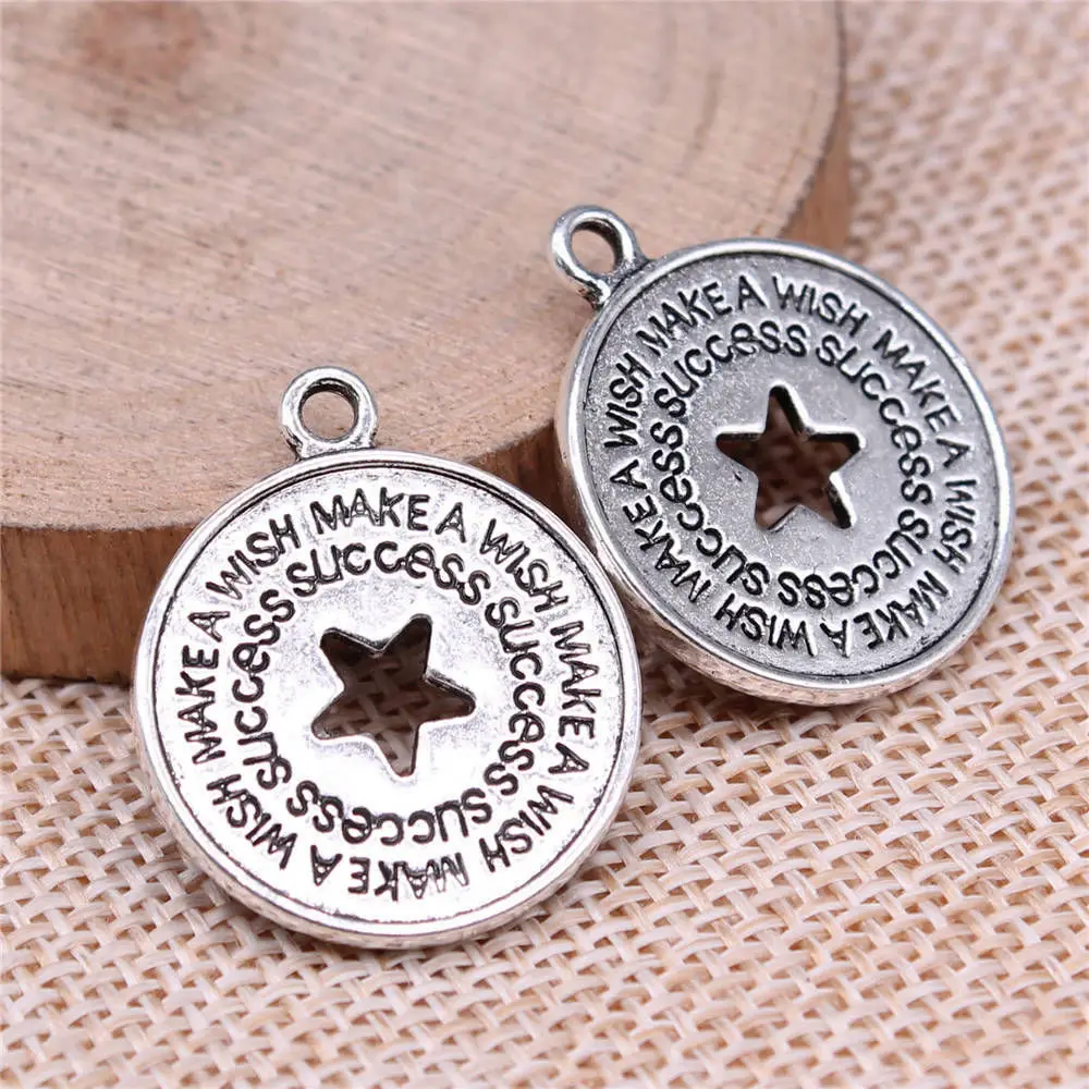 Decoration Make A Wish Success Star Charms Supplies For Jewelry 26x22mm 10pcs