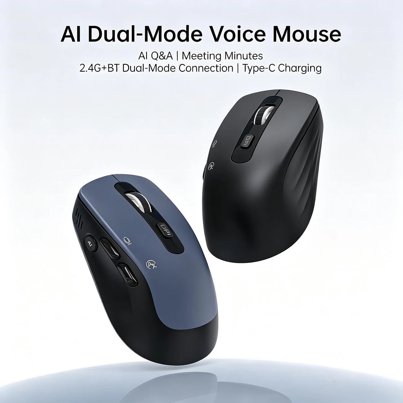 Dual Mode AI Voice Wireless Mouse Bluetooth Transcription Translation Voice Typing Mouse