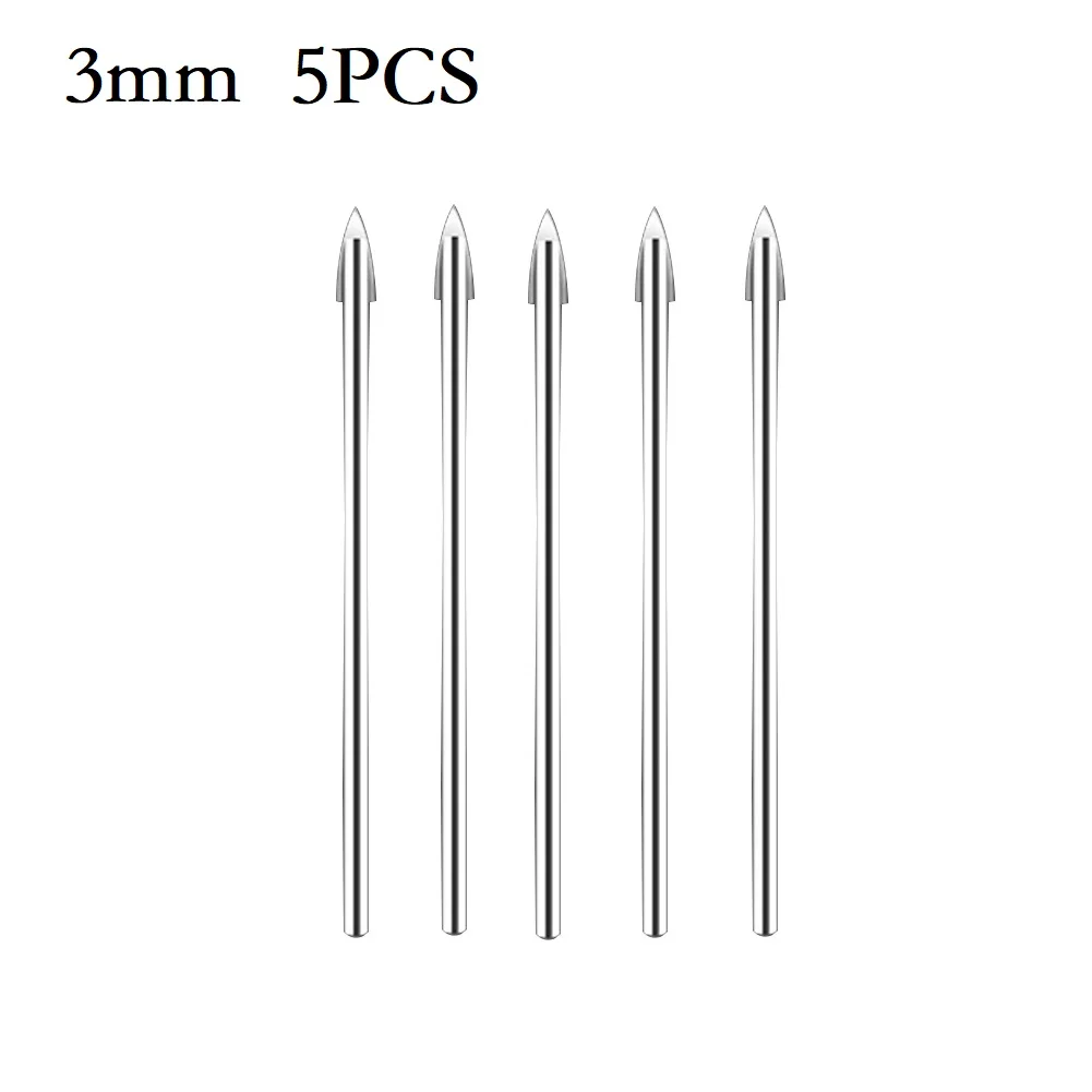 5PCS Drill Bits 3-12mm Glass Drill Bit Tungsten Carbide Tipped For Ceramic Tile Concrete Wood Cutter Tool Length 64-83mm Power