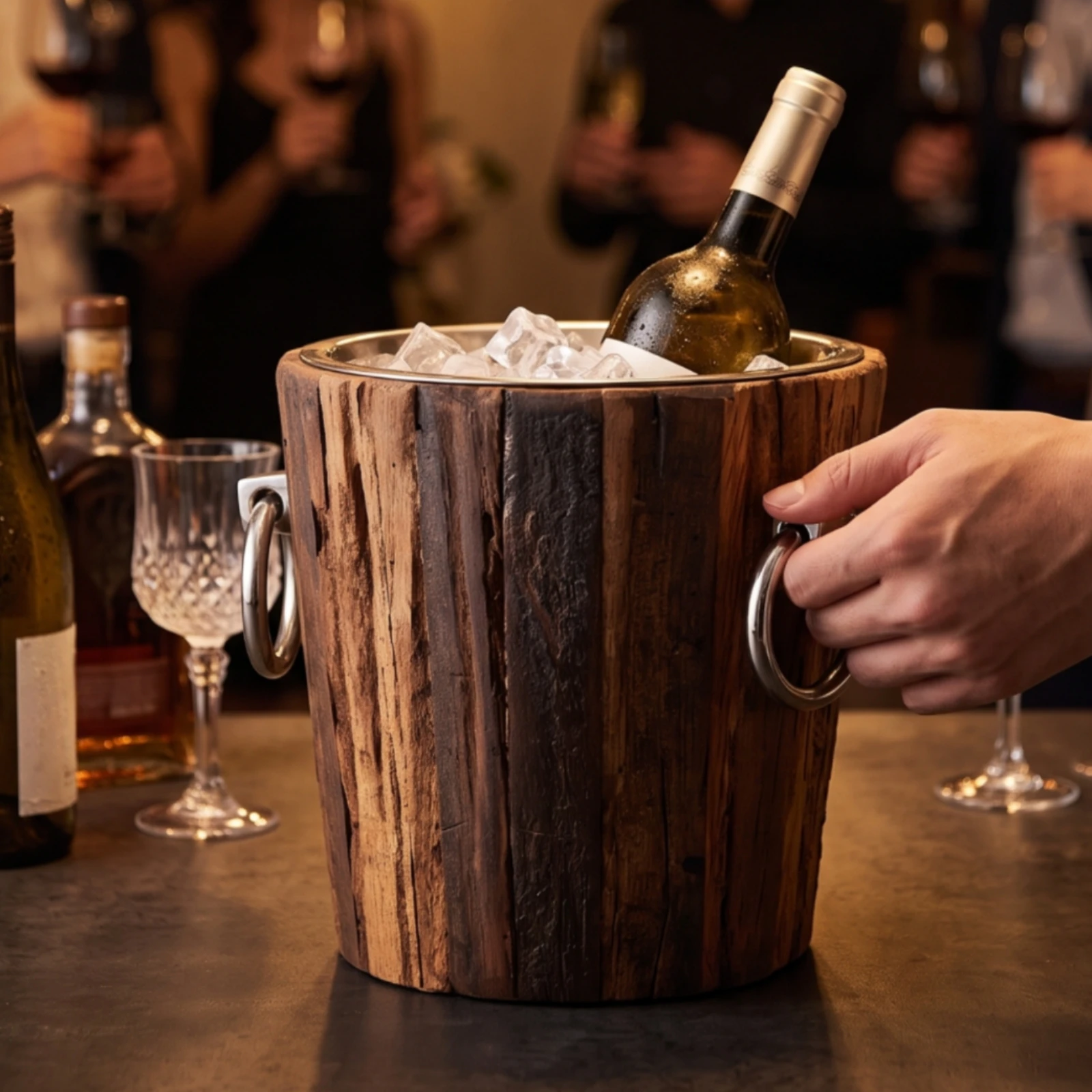Wine Tub with Handles Tabletop Champagne Tub Metal Wine Cooler Sleek Beverage Tub with Handles Stylish for Hosts