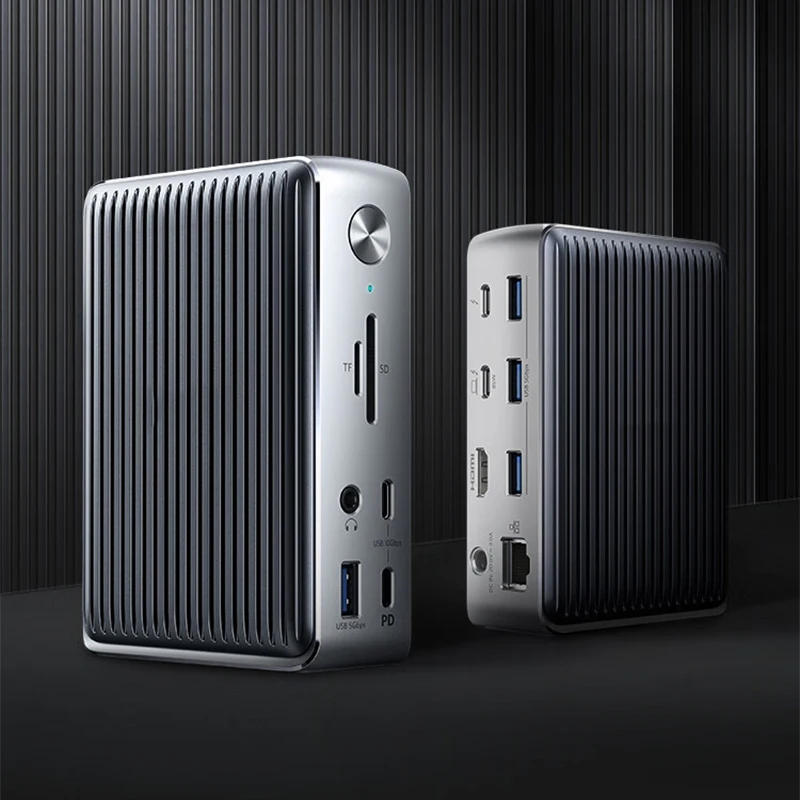 13-in-1 USB-C Docking Station with PD Fast Charging Dual 4K Display Output 10Gbps Data Transfer Thunderbolt 3 Port 4K@60Hz Suppo