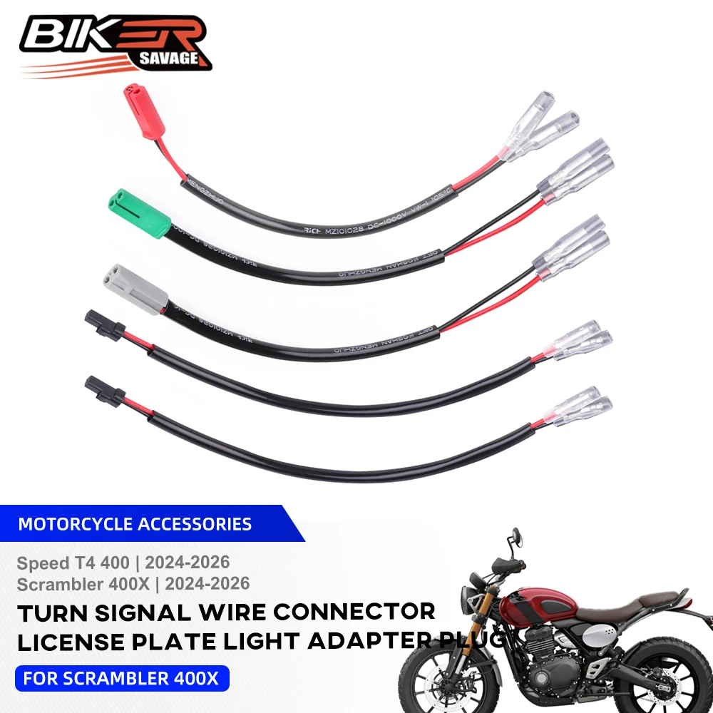 For Speed 400 T4 License Plate Light Cable Adapter Plug Connector Scrambler 400X Turn Signal Adapter Plug Light Wire Connector