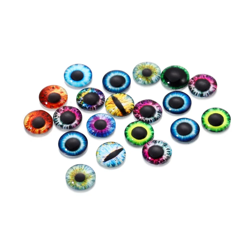 20pcs/lot 10mm Mixed Round Dragon Cat Eyes Glass Cabochons For Handmade DIY Rings Jewelry Making Finding Supplies Accessories