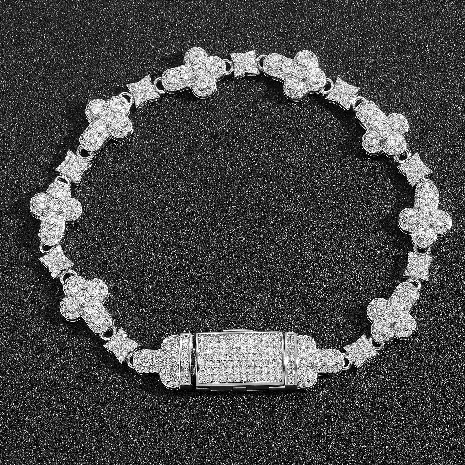 

Браслет унисекс в стиле хип-хоп диаметром 10 мм с крестом, полностью инкрустацией цирконами — модные, персонализированные и нишевые украшения