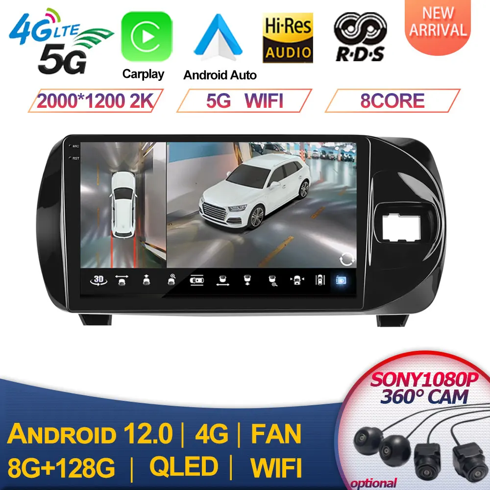 

For Toyota Vitz 3 XP130 2014 - 2019 Car Multimedia Player Radio Video RHD Android 13 Navigation GPS Touchscreen Autoradio Audio