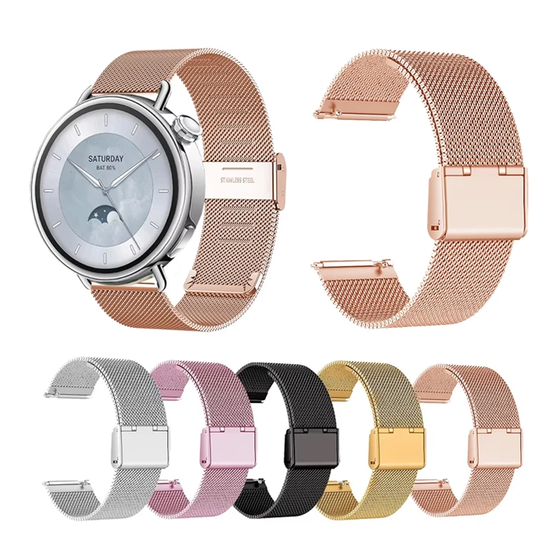 18/22mm Milanese Loop Band For Xiaomi Watch S4 41mm Metal Watch Strap Bracelet For Xiaomi Watch Color 2 Pro S4 S3 S2 S1 Color 2