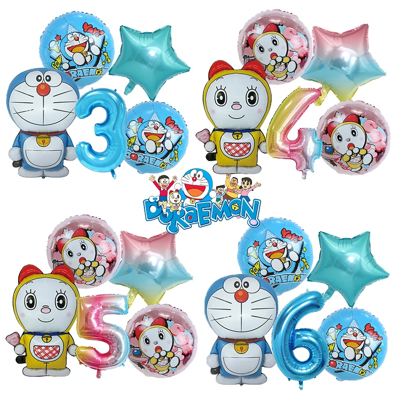 

Doraemon Girl Boy Birthday Balloon Set Cartoon Aluminum Foil 1-10 Number Balloon Baby Shower Ball Supplies Decor Birthday Gift