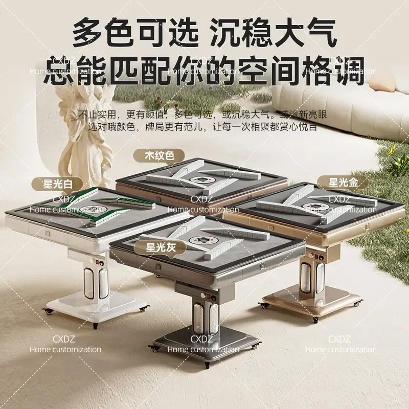 Automatic Folding Electric Mahjong Table with Heating Function Oblique Mouth Design Portable Game Table for Home