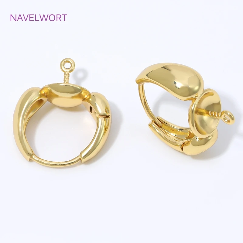 18K Gold Plated Hoop Earring Clasps with Pearl Pendant Mounting Accessories,Brass Shvenzy Earwires Earring Fixtures,DIY Findings