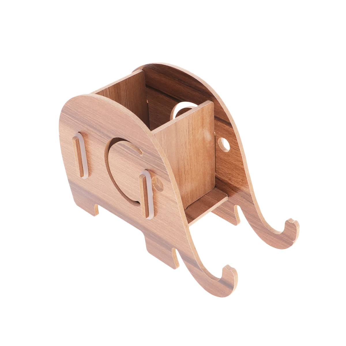 1 قطعة متعددة الوظائف الفيل القلم المنظم حامل هاتف الكرتون الخشب سطح المكتب تخزين حامل هاتف القلم الكرتون