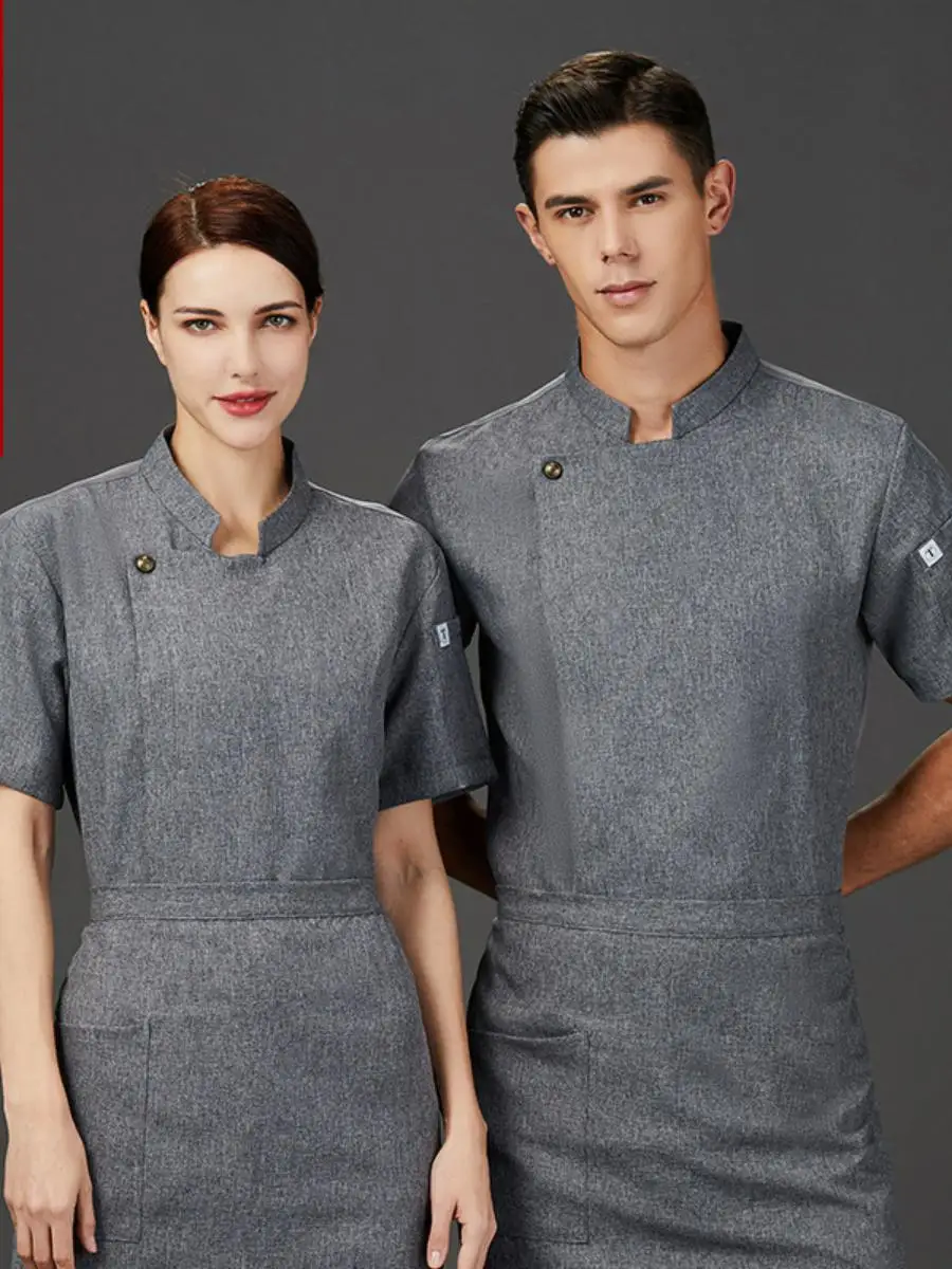 

Men's ort Sve Chef Work orm Cotton Linen Print Hotel Restaurant Kitchen Apparel Moisture ng Spring Sportswear