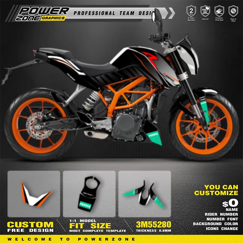 

PowerZone for Custom Team Graphics Backgrounds Decals Stickers Kit For KTM 2011-2016 DUKE 125 200 390 Motorcycle SUPERMOTO 002
