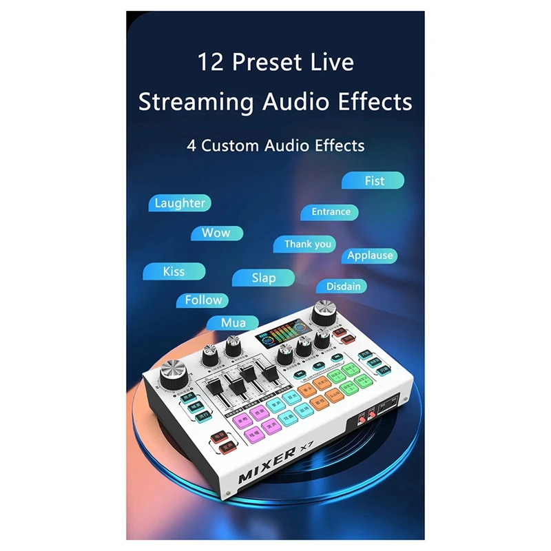 خلاط رقمي X7 بث مباشر لبطاقة الصوت مغير الصوت تأثيرات خلاط DJ للكمبيوتر الشخصي