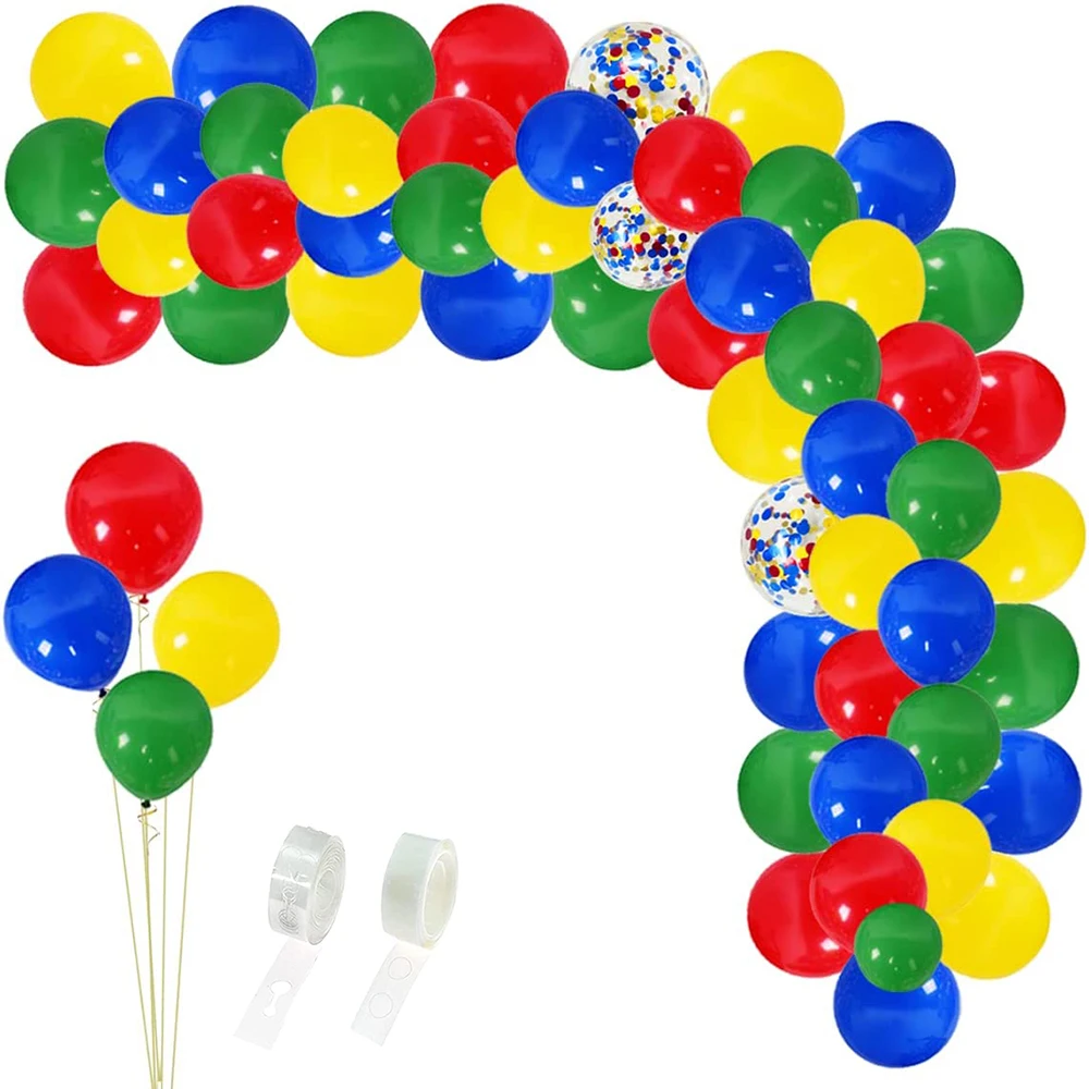 Red Green Blue Yellow Balloons Garland Arch Kit Rainbow Confetti Ballon Carnival Circus Toy Party Birthday Decor Helium Globos