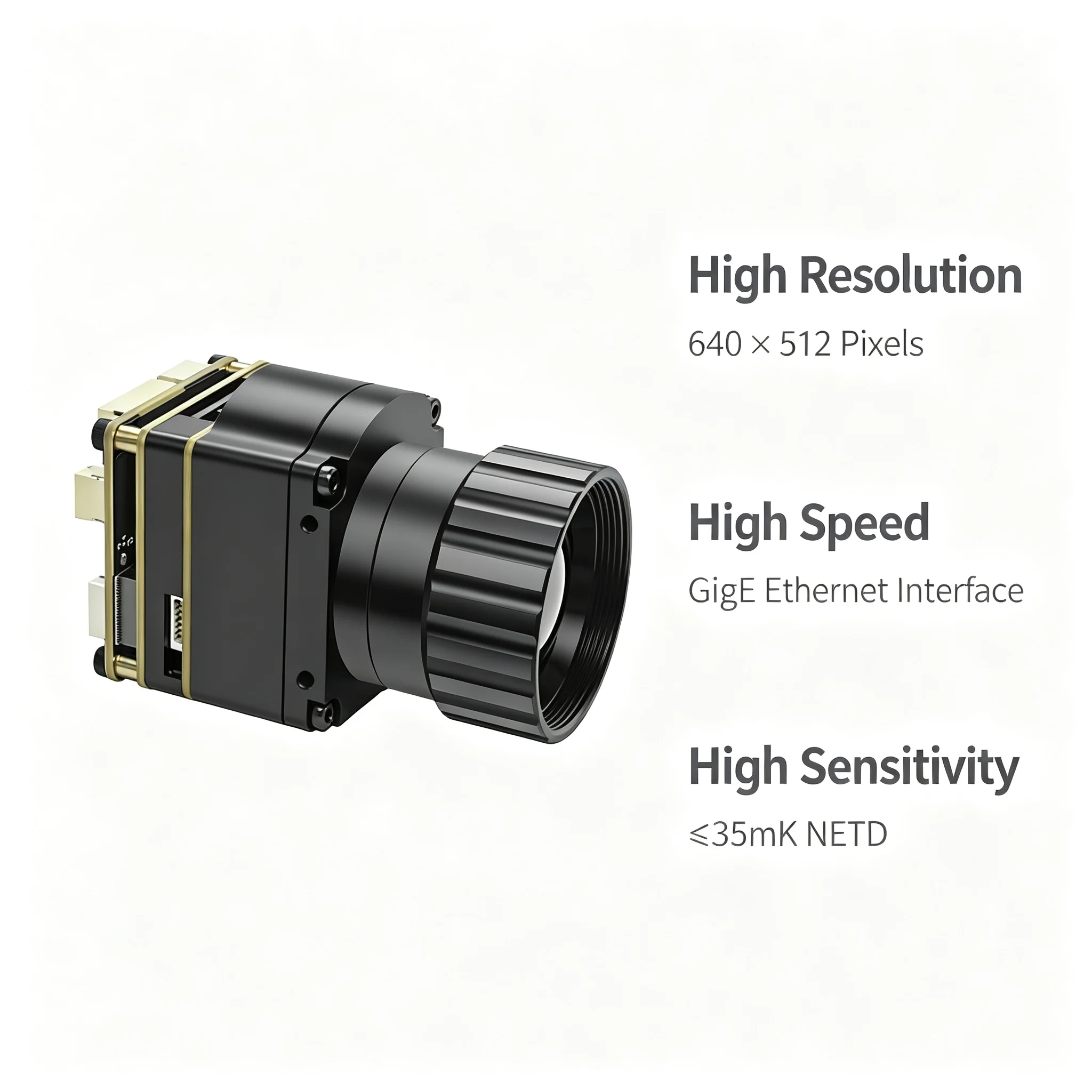 640x512 Industrial GigE Ethernet Infrared Thermal Imager Camera,1 Gbps,ETH/USB/CVBS, With Lens,GUI,For Security Surveillance