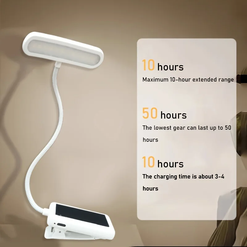 USB قابلة للشحن LED القراءة مصباح كتاب المشبك القراءة الخفيفة 3 درجات حرارة اللون للعمل القراءة طالب عنبر ضوء الليل