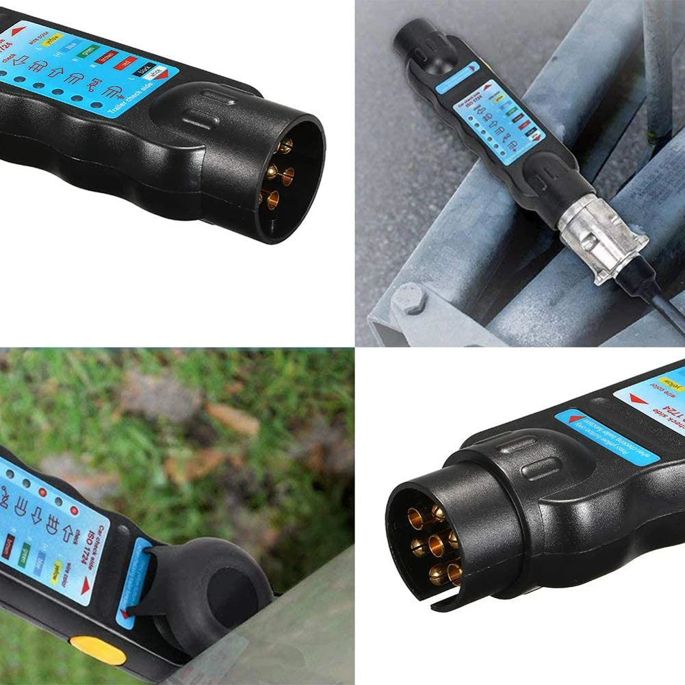 Wiring Circuit Tester Connector 12V Trailer Plug Socket Tester 7-Pin Wiring Circuit Light Test Tool for Trailer Towing