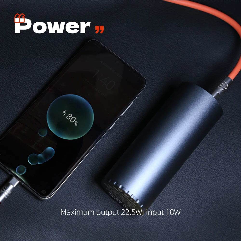 22.5W 32000mah 46950 Powerbank Case 1.2inch IPS Color Screen No Battery No Welding Aluminum Shell  LED Light Phone Fast Charging