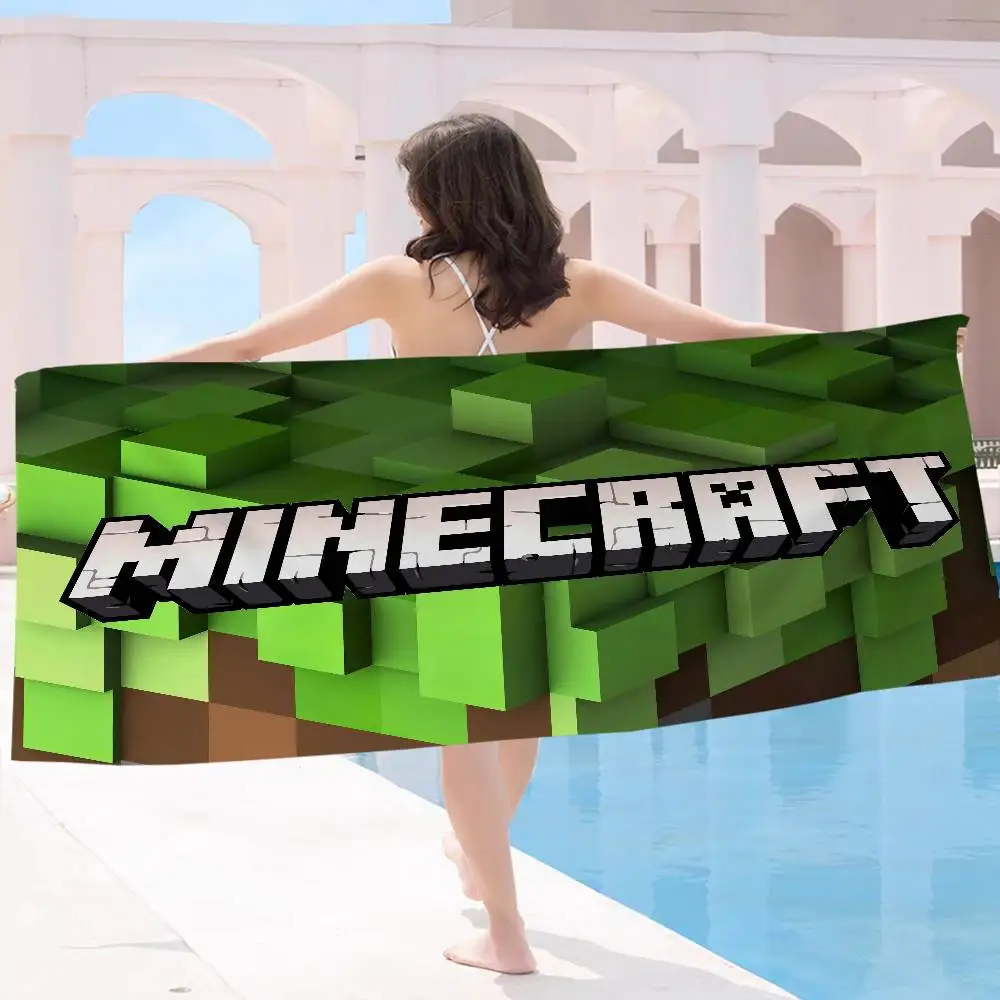 Sandbox Game M-Minecraft Microfiber Printed Beach Towel Mountain Climbing Yoga Beach Swimming Running Absorbent Soft Towel