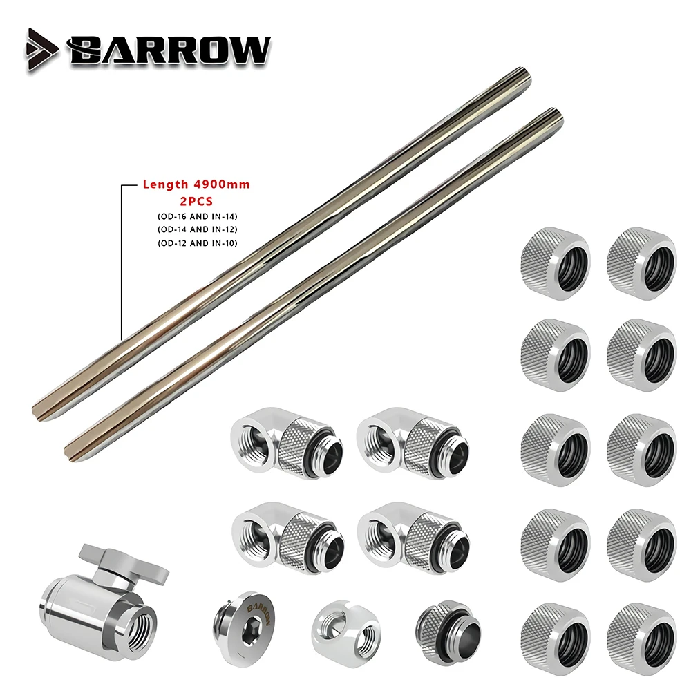 Barrow Metal Hard Tube Fitting Kit Use for OD12mm/14mm/16mm Hard Tube /3 way /Switch /Plug DIY Computer Water Liquid Cooling Set