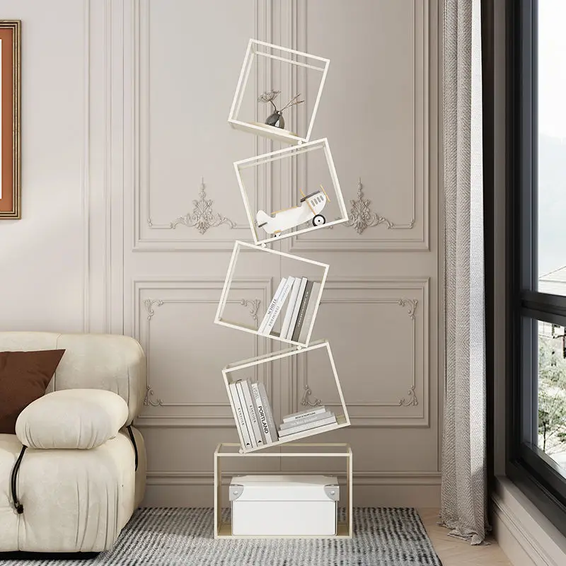 Nordic creative vertical bookcase, living room corner, multi-layer display shelf