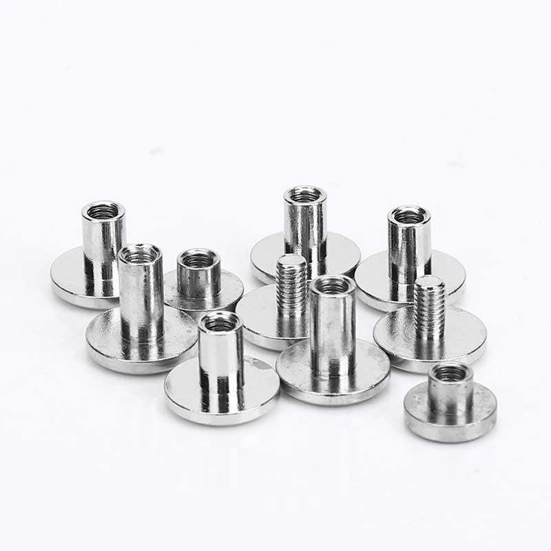 10pcs Nickel-plated Brass Binding Chicago Screws Nail Studs Rivets for Photo Album Calendar Recipes Menu Belt Wallet Fasteners