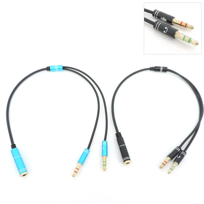 كابلات صوت ذكر إلى أنثى ، موزع موصل سماعة رأس ، كابل تمديد ميكروفون Aux للكمبيوتر L ، مقبس 3 أعمدة