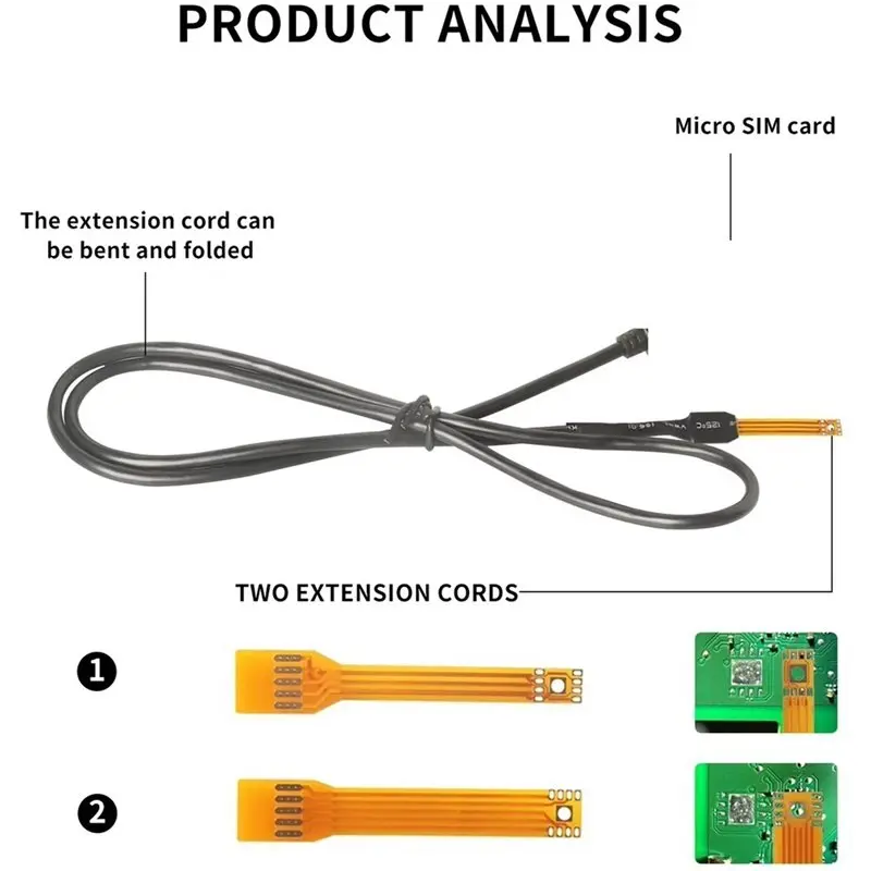B49C 2X ESIM To Micro-SIM Card Extension Cable Android Car Multimedia Adapter SIM Card Slot Converter Horizontal