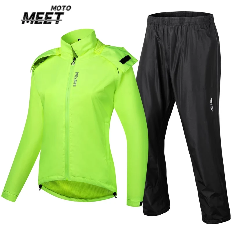Motorcycle Raincoat Suit Cycling Rain Jacket Women Breathable Reflective Hooded Raincoat Waterproof Outdoor Sport Windbreaker