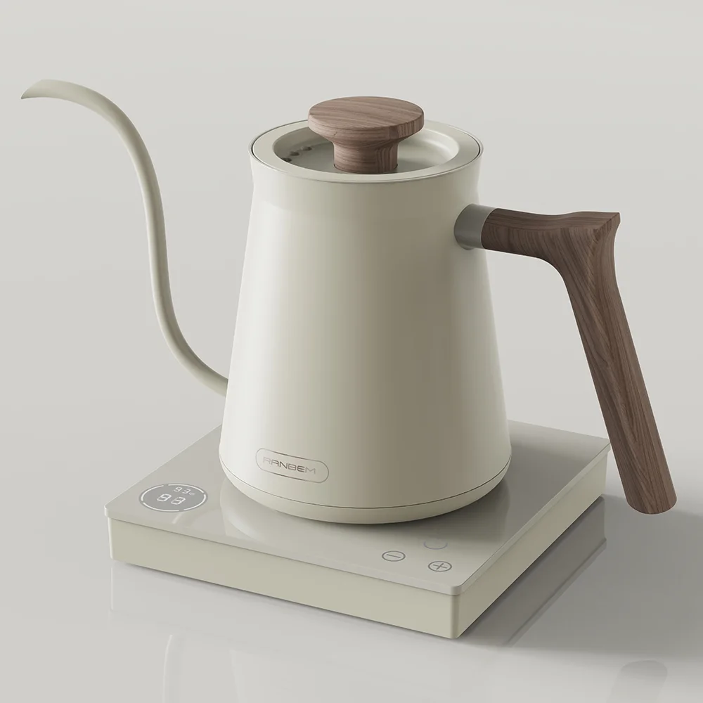 

Ranbem 600ML 1000W Stainless Steel Coffee Tea Pot Pour Over Coffee Kettle Temperature Control Electric Gooseneck Kettle