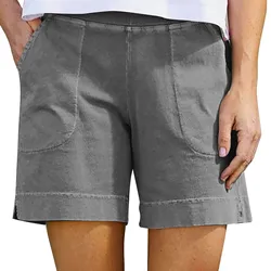 Women Solid Casual High Waist Loose Straight Wide Leg Women's Shorts Korean Fashion Pocket Suit Shorts Women Summer 2023