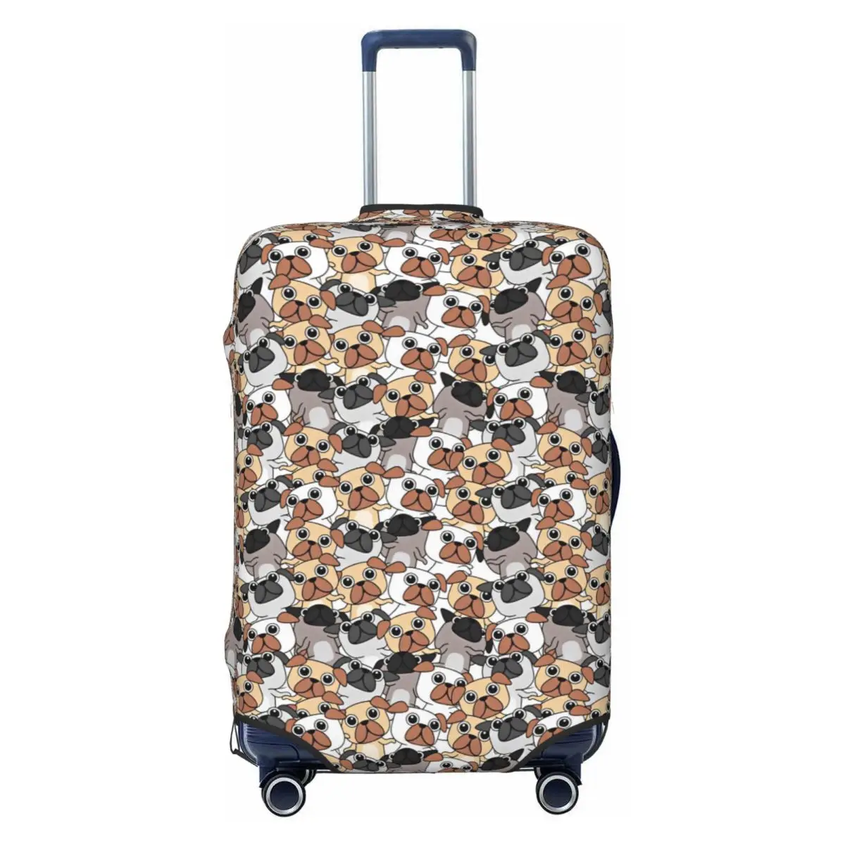 Cute Cartoon Pug Dog Suitcase Cover Holiday Strectch Luggage Case Cruise Trip Protector